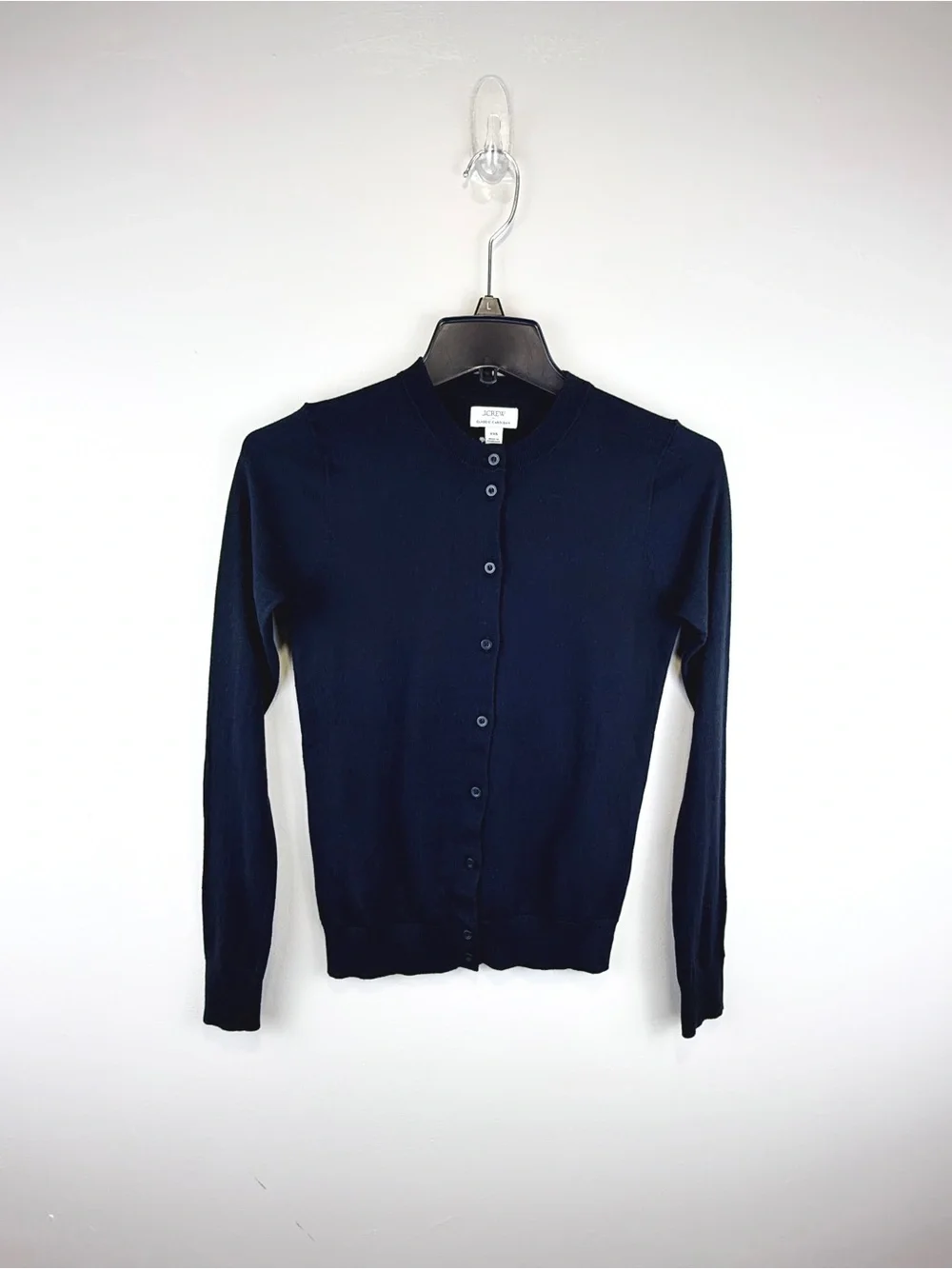 J.Crew Classic Cotton Crewneck Cardigan Sweater Black XXS